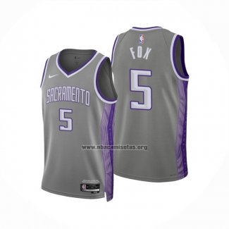 Camiseta Sacramento Kings De'Aaron Fox NO 5 Ciudad 2022-23 Gris