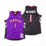 Camiseta Toronto Raptors Tracy McGrady NO 1 Hardwood Classics Throwback Negro Violeta