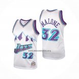 Camiseta Utah Jazz Karl Malone NO 32 Hardwood Classics Blanco