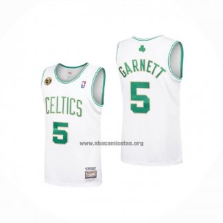 Camiseta Boston Celtics Kevin Garnett NO 5 Hardwood Classics Throwback 2007-08 Blanco