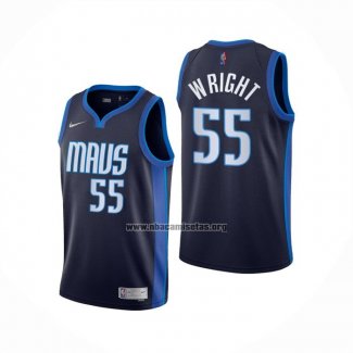 Camiseta Dallas Mavericks Delon Wright NO 55 Earned 2020-21 Azul