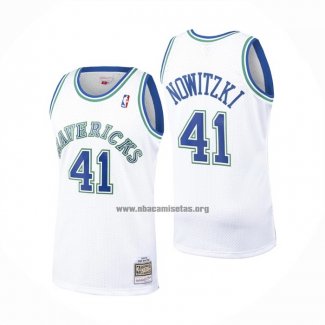 Camiseta Dallas Mavericks Dirk Nowitzki NO 41 Mitchell & Ness 1998-99 Blanco