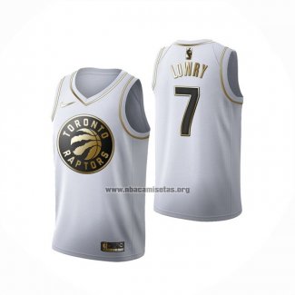 Camiseta Golden Edition Toronto Raptors Kyle Lowry NO 7 Blanco