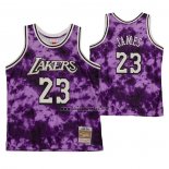 Camiseta Los Angeles Laker Lebron James NO 23 Galaxy Violeta