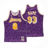 Camiseta Los Angeles Lakers Bape NO 93 Mitchell & Ness Violeta