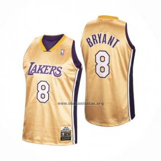 Camiseta Los Angeles Lakers Kobe Bryant Primera NO 8 Mitchell & Ness Oro