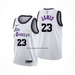 Camiseta Los Angeles Lakers LeBron James NO 23 Ciudad 2022-23 Blanco