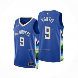 Camiseta Milwaukee Bucks Bobby Portis NO 9 Ciudad 2022-23 Azul