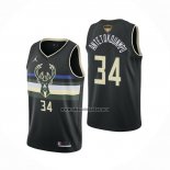 Camiseta Milwaukee Bucks Giannis Antetokounmpo NO 34 Statement 2021 Finals Negro