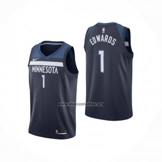 Camiseta Minnesota Timberwolves Anthony Edwards NO 1 Icon Azul