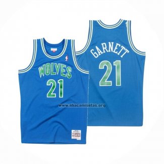 Camiseta Minnesota Timberwolves Kevin Garnett NO 21 Hardwood Classics Throwback Azul