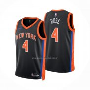 Camiseta New York Knicks Derrick Rose NO 4 Ciudad 2022-23 Negro