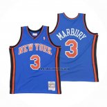 Camiseta New York Knicks Stephon Marbury NO 3 Hardwood Classics Throwback Azul