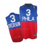 Camiseta Philadelphia 76ers Allen Iverson NO 3 Retro Azul Rojo