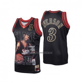 Camiseta Philadelphia 76ers Allen Iverson Slam NO 3 Retro Negro