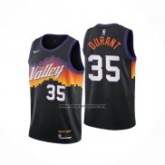 Camiseta Phoenix Suns Kevin Durant NO 35 Ciudad 2020-21 Negro