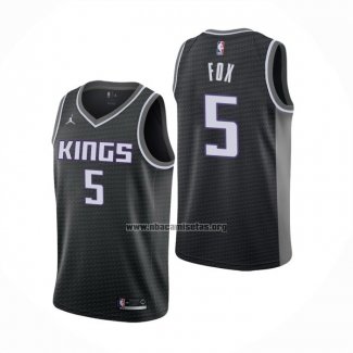 Camiseta Sacramento Kings De'Aaron Fox NO 5 Statement 2020-21 Negro