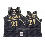 Camiseta Atlanta Hawks Dominique Wilkins NO 21 1986-87 Hardwood Classic Negro