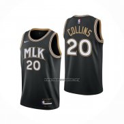 Camiseta Atlanta Hawks John Collins NO 20 Ciudad 2020-21 Negro