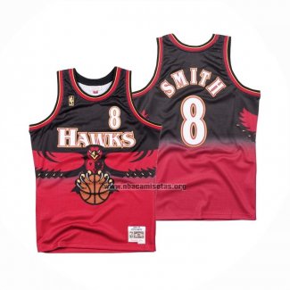 Camiseta Atlanta Hawks Steve Smith NO 8 Hardwood Classics Throwback Rojo