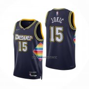 Camiseta Denver Nuggets Nikola Jokic NO 15 Ciudad 2021-22 Azul