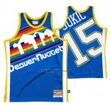 Camiseta Denver Nuggets Nikola Jokic NO 15 Mitchell & Ness Big Face Azul