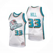 Camiseta Detroit Pistons Grant Hill NO 33 Retro Blanco