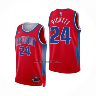 Camiseta Detroit Pistons Jamorko Pickett NO 24 Ciudad 2021-22 Rojo