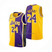 Camiseta Los Angeles Lakers Kobe Bryant NO 24 Split Amarillo Violeta