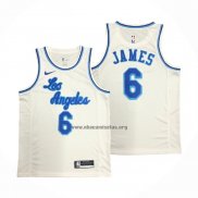 Camiseta Los Angeles Lakers LeBron James NO 6 Classic 2019-20 Blanco