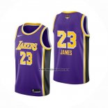 Camiseta Los Angeles Lakers Lebron James NO 23 Statement 2020 Final Bound Violeta