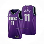 Camiseta Milwaukee Bucks Brook Lopez NO 11 Classic 2022-23 Violeta