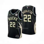 Camiseta Milwaukee Bucks Khris Middleton NO 22 Statement 2022-23 Negro