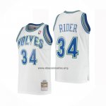 Camiseta Minnesota Timberwolves Isaiah Rider NO 34 Mitchell & Ness 1995-96 Blanco