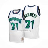 Camiseta Minnesota Timberwolves Kevin Garnett NO 21 Mitchell & Ness 1997-98 Blanco