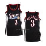 Camiseta Mujer Philadelphia 76ers Allen Iverson NO 3 Negro