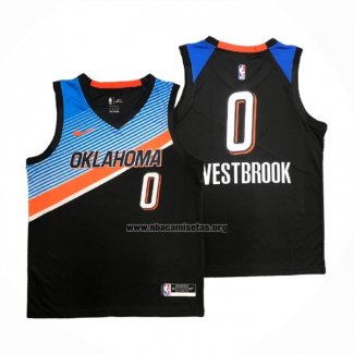 Camiseta Oklahoma City Thunder Russell Westbrook NO 0 Ciudad 2020-21 Negro