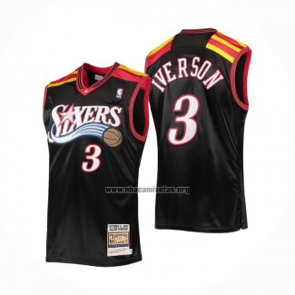 Camiseta Philadelphia 76ers Allen Iverson NO 3 Mitchell & Ness 2006 Negro