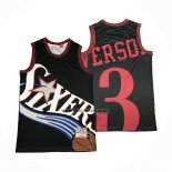 Camiseta Philadelphia 76ers Allen Iverson NO 3 Mitchell & Ness Big Face Negro