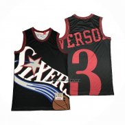 Camiseta Philadelphia 76ers Allen Iverson NO 3 Mitchell & Ness Big Face Negro