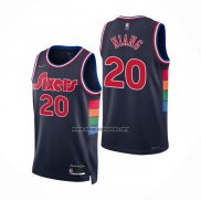 Camiseta Philadelphia 76ers Georges Niang NO 20 Ciudad 2021-22 Azul