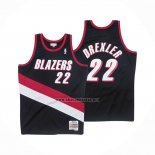 Camiseta Portland Trail Blazers Clyde Drexler NO 22 Mitchell & Ness 1991-92 Negro