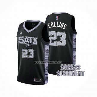 Camiseta San Antonio Spurs Zach Collins NO 23 Statement 2022-23 Negro