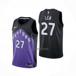 Camiseta Toronto Raptors Alex Len NO 27 Earned 2020-21 Negro Violeta