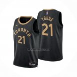 Camiseta Toronto Raptors Thaddeus Young NO 21 Ciudad 2022-23 Negro