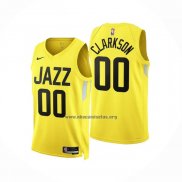 Camiseta Utah Jazz Jordan Clarkson NO 00 Icon 2022-23 Amarillo