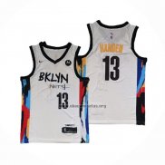 Camiseta Brooklyn Nets James Harden NO 13 Ciudad 2020-21 Blanco