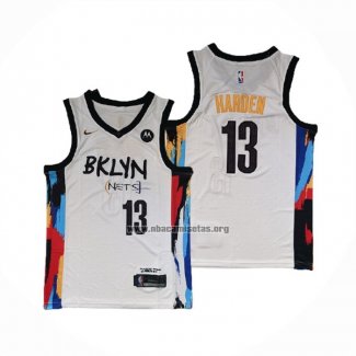 Camiseta Brooklyn Nets James Harden NO 13 Ciudad 2020-21 Blanco