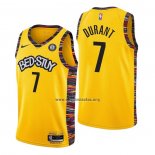 Camiseta Brooklyn Nets Kevin Durant NO 7 Ciudad 2020-21 Amarillo