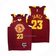 Camiseta Cleveland Cavaliers LeBron James NO 23 Ciudad Rojo